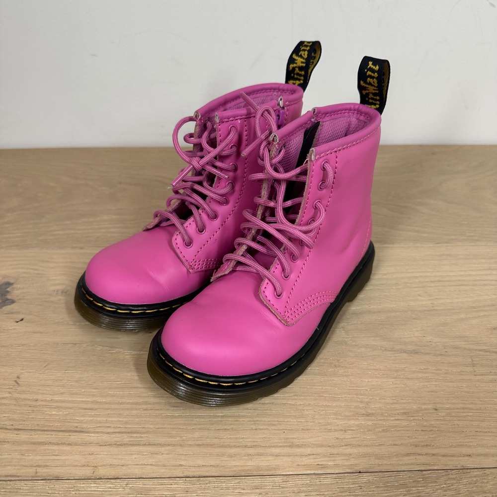 Dr. Martens 1460 Delaney Boots Kids 10 Pink Leather Side Zip Combat 15382670